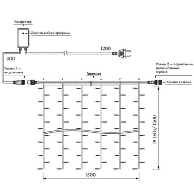 Светодиодная гирлянда Ardecoled занавес 230V теплый белый ARD-Curtain-Home-1500X1500-Clear-144Led Warm 024830 - изображение 4 Светодиодная гирлянда Ardecoled занавес 230V теплый белый ARD-Curtain-Home-1500X1500-Clear-144Led Warm 024830 - изображение 4
