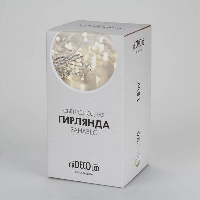 Светодиодная гирлянда Ardecoled занавес 230V белый ARD-Curtain-Home-2000X2500-Clear-300Led White 024834 - изображение 3 Светодиодная гирлянда Ardecoled занавес 230V белый ARD-Curtain-Home-2000X2500-Clear-300Led White 024834 - изображение 3