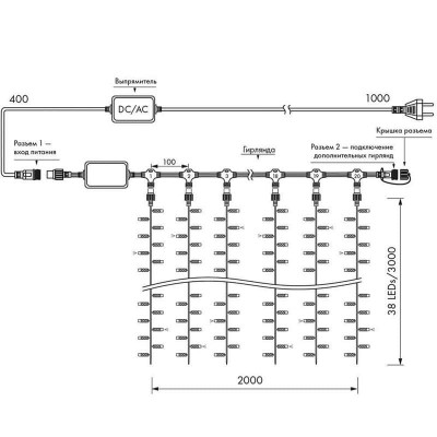 Уличная светодиодная гирлянда Ardecoled занавес 230V теплый белый/белый ARD-Curtain-Pro-2000X3000-Black-760Led-Flash Warm/White 026059 - изображение 3 Уличная светодиодная гирлянда Ardecoled занавес 230V теплый белый/белый ARD-Curtain-Pro-2000X3000-Black-760Led-Flash Warm/White 026059 - изображение 3
