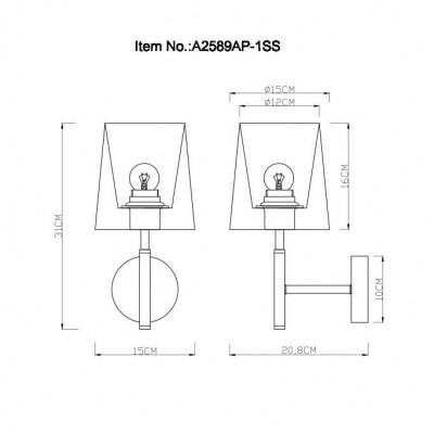 Бра Arte Lamp Rodos A2589AP-1SS - изображение 2 Бра Arte Lamp Rodos A2589AP-1SS - изображение 2