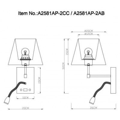 Бра Arte Lamp Elba A2581AP-2AB - изображение 2 Бра Arte Lamp Elba A2581AP-2AB - изображение 2