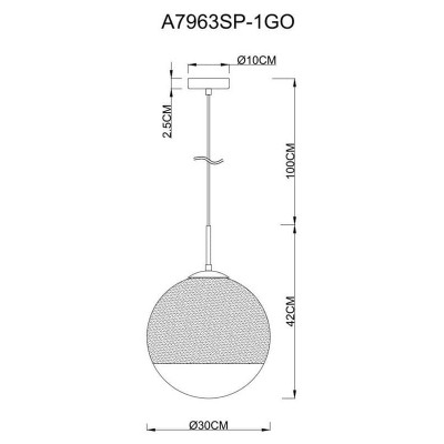 Подвесной светильник Arte Lamp Jupiter Gold A7963SP-1GO - изображение 2 Подвесной светильник Arte Lamp Jupiter Gold A7963SP-1GO - изображение 2