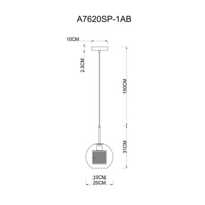 Подвесной светильник Arte Lamp Manchester A7620SP-1AB - изображение 2 Подвесной светильник Arte Lamp Manchester A7620SP-1AB - изображение 2