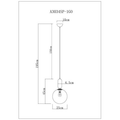 Подвесной светильник Arte Lamp Bolla-Sola A3034SP-1GO - изображение 3 Подвесной светильник Arte Lamp Bolla-Sola A3034SP-1GO - изображение 3