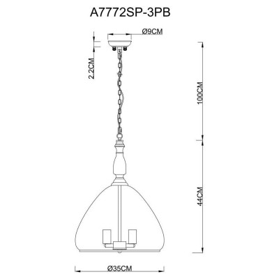 Подвесная люстра Arte Lamp Bell A7772SP-3PB - изображение 2 Подвесная люстра Arte Lamp Bell A7772SP-3PB - изображение 2