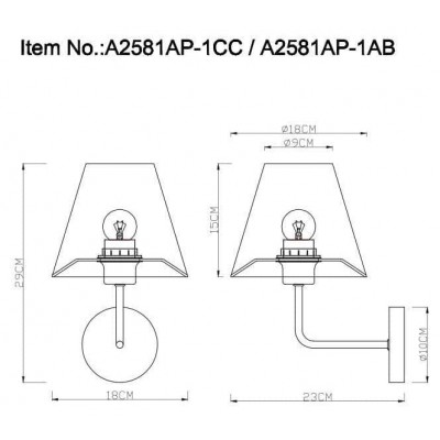 Бра Arte Lamp Elba A2581AP-1AB - изображение 3 Бра Arte Lamp Elba A2581AP-1AB - изображение 3