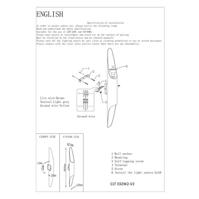 Настенный светильник Crystal Lux CLT 332W2-V2 BL-GO - изображение 2 Настенный светильник Crystal Lux CLT 332W2-V2 BL-GO - изображение 2