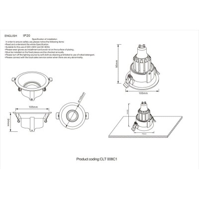 Встраиваемый светильник Crystal Lux CLT 008C1 BL - изображение 2 Встраиваемый светильник Crystal Lux CLT 008C1 BL - изображение 2
