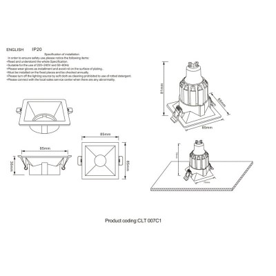 Встраиваемый светильник Crystal Lux CLT 007C1 WH - изображение 2 Встраиваемый светильник Crystal Lux CLT 007C1 WH - изображение 2