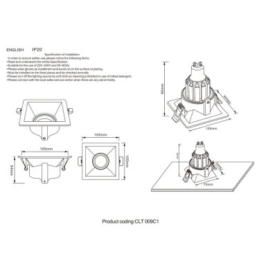Встраиваемый светильник Crystal Lux CLT 009C1 BL - изображение 2 Встраиваемый светильник Crystal Lux CLT 009C1 BL - изображение 2