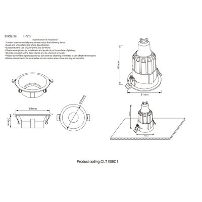 Встраиваемый светильник Crystal Lux CLT 006C1 BL - изображение 3 Встраиваемый светильник Crystal Lux CLT 006C1 BL - изображение 3