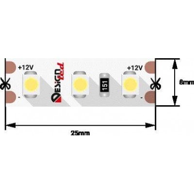 Светодиодная влагозащищенная лента DesignLed 9,6W/m 120LED/m 3528SMD холодный белый 5M 000525 - изображение 2 Светодиодная влагозащищенная лента DesignLed 9,6W/m 120LED/m 3528SMD холодный белый 5M 000525 - изображение 2