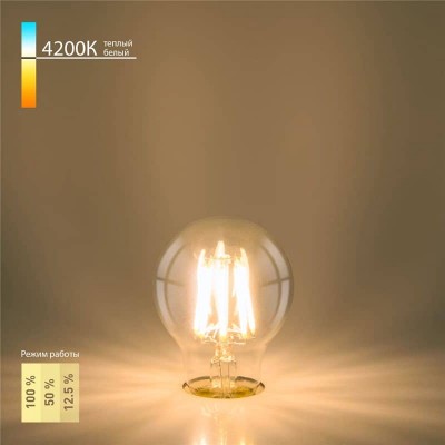 Лампа светодиодная филаментная диммируемая Elektrostandard E27 9W 4200K прозрачная 4690389047756 - изображение 2 Лампа светодиодная филаментная диммируемая Elektrostandard E27 9W 4200K прозрачная 4690389047756 - изображение 2