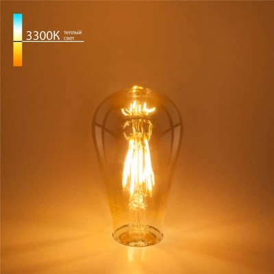 Лампа светодиодная филаментная Elektrostandard E27 6W 3300K прозрачная 4690389063954 - изображение 2 Лампа светодиодная филаментная Elektrostandard E27 6W 3300K прозрачная 4690389063954 - изображение 2