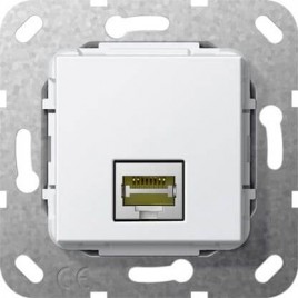 Розетка компьютерная MJ RJ45 Gira System 55 6a кат чисто-белый глянцевый 569503