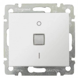 Выключатель одноклавишный двухполюсный Legrand Valena 16A 250V с подсветкой белый 774214