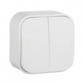 Переключатель двухклавишный на 2 направления Legrand Quteo 10A 250V белый 782206