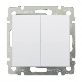 Выключатель двухклавишный Legrand Valena 10A 250V белый 774405