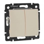Выключатель двухклавишный Legrand Valena 10A 250V слоновая кость 774305
