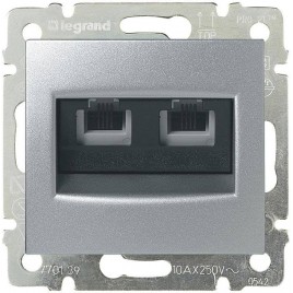 Розетка телефонная 2хRJ11 Legrand Valena алюминий 770139