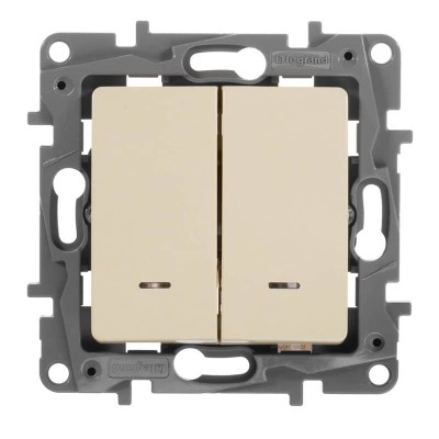 Выключатель двухклавишный Legrand Etika с подсветкой 10A 250V слоновая кость 672304 - изображение 3 Выключатель двухклавишный Legrand Etika с подсветкой 10A 250V слоновая кость 672304 - изображение 3
