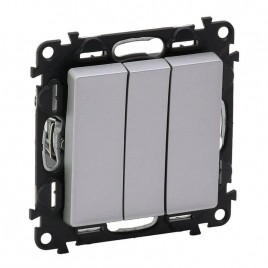 Выключатель трехклавишный Legrand Valena Life 10A 250V алюминий 752603
