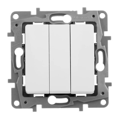 Выключатель трехклавишный Legrand Etika 10A 250V белый 672213 - изображение 3 Выключатель трехклавишный Legrand Etika 10A 250V белый 672213 - изображение 3