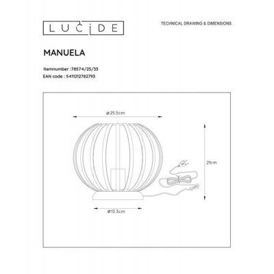Настольная лампа Lucide Manuela 78574/25/33 - изображение 2 Настольная лампа Lucide Manuela 78574/25/33 - изображение 2