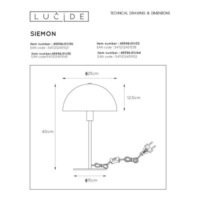 Настольная лампа Lucide Siemon 45596/01/35 - изображение 2 Настольная лампа Lucide Siemon 45596/01/35 - изображение 2