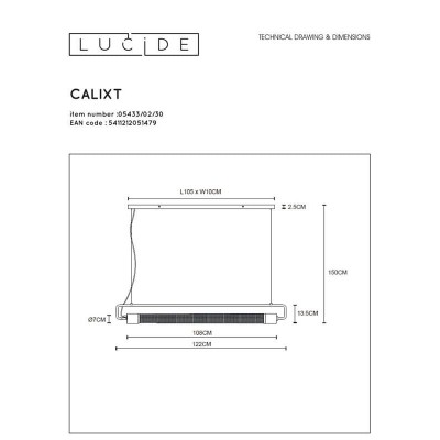 Подвесной светильник Lucide Calixt 05433/02/30 - изображение 2 Подвесной светильник Lucide Calixt 05433/02/30 - изображение 2