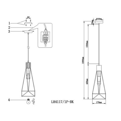 Подвесной светильник Lumien Hall Карру LH4117/1P-BK - изображение 2 Подвесной светильник Lumien Hall Карру LH4117/1P-BK - изображение 2
