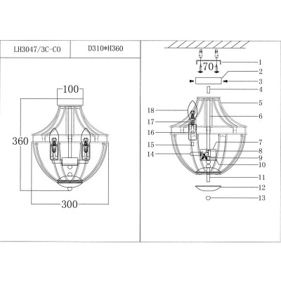 Потолочная люстра Lumien Hall Новара LH3047/3C-CO - изображение 5 Потолочная люстра Lumien Hall Новара LH3047/3C-CO - изображение 5