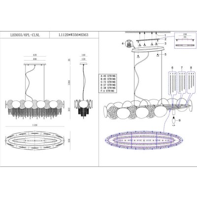 Подвесная люстра Lumien Hall Tesiya LH3055/6PL-CLNL - изображение 2 Подвесная люстра Lumien Hall Tesiya LH3055/6PL-CLNL - изображение 2