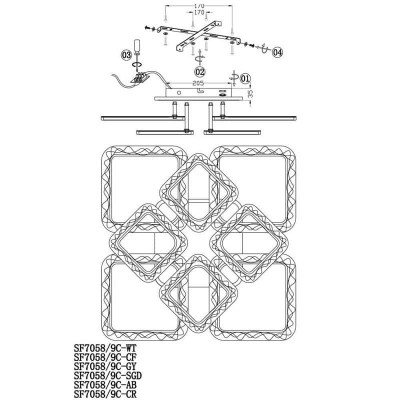 Потолочная люстра Seven Fires Limena SF7058/9C-GY-BL - изображение 4 Потолочная люстра Seven Fires Limena SF7058/9C-GY-BL - изображение 4