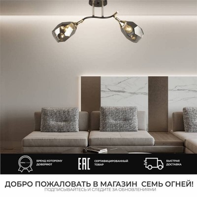 Потолочная люстра Seven Fires Koul SF3329/2C-CF-FGD-SMK - изображение 3 Потолочная люстра Seven Fires Koul SF3329/2C-CF-FGD-SMK - изображение 3