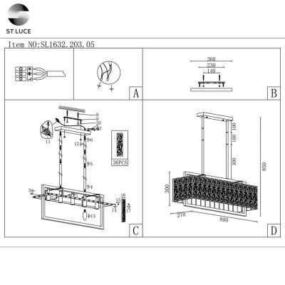 Подвесная люстра ST Luce Mira SL1632.203.05 - изображение 2 Подвесная люстра ST Luce Mira SL1632.203.05 - изображение 2