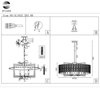 Подвесная люстра ST Luce Mira SL1632.203.08 - изображение 2 Подвесная люстра ST Luce Mira SL1632.203.08 - изображение 2