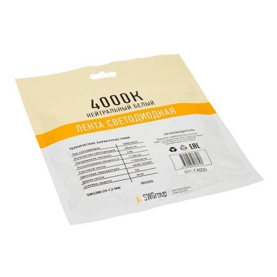 Светодиодная лента SWG 7,2W/m 80LED/m 2835SMD нейтральный белый 5M 003595 - изображение 3 Светодиодная лента SWG 7,2W/m 80LED/m 2835SMD нейтральный белый 5M 003595 - изображение 3
