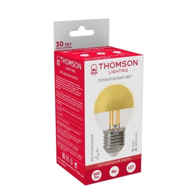 Лампа светодиодная филаментная Thomson E27 4W 2700K шар прозрачная TH-B2379 - изображение 2 Лампа светодиодная филаментная Thomson E27 4W 2700K шар прозрачная TH-B2379 - изображение 2