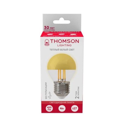 Лампа светодиодная филаментная Thomson E27 4W 2700K шар прозрачная TH-B2379 - изображение 4 Лампа светодиодная филаментная Thomson E27 4W 2700K шар прозрачная TH-B2379 - изображение 4
