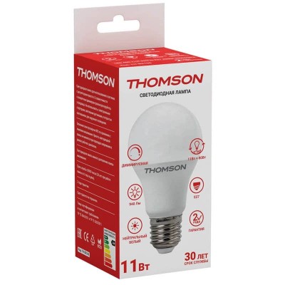 Лампа светодиодная диммируемая Thomson E27 11W 4000K груша матовая TH-B2160 - изображение 2 Лампа светодиодная диммируемая Thomson E27 11W 4000K груша матовая TH-B2160 - изображение 2